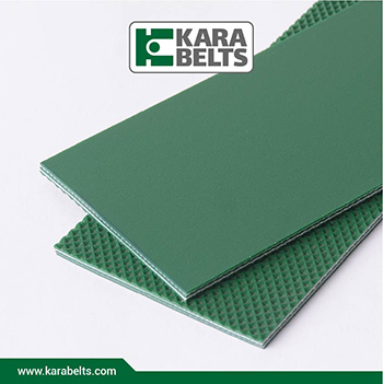تسمه نقاله پی وی سی سبز، ضخامت 3 میلیمتر، 2 لایه نخ، زیره پی وی سی شطرنجی در کارابلتز