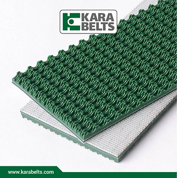 تسمه نقاله پی وی سی سبز، آج گریپ، ضخامت 5 میلیمتر، 2 لایه نخ، آنتی استاتیک در کارابلتز