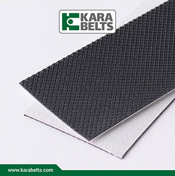 تسمه نقاله پی وی سی مشکی، آج شطرنجی، ضخامت 1/8 میلیمتر، 1 لایه نخ، آنتی استاتیک در کارابلتز