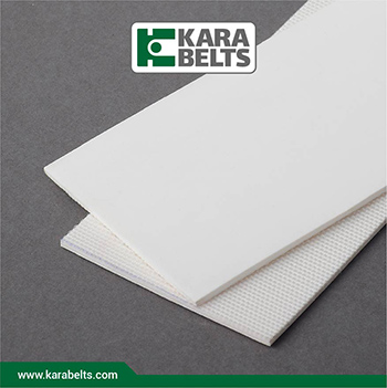 تسمه نقاله پی وی سی سفید براق، ضخامت 3 میلیمتر، 2 لایه نخ، آنتی استاتیک در کارابلتز
